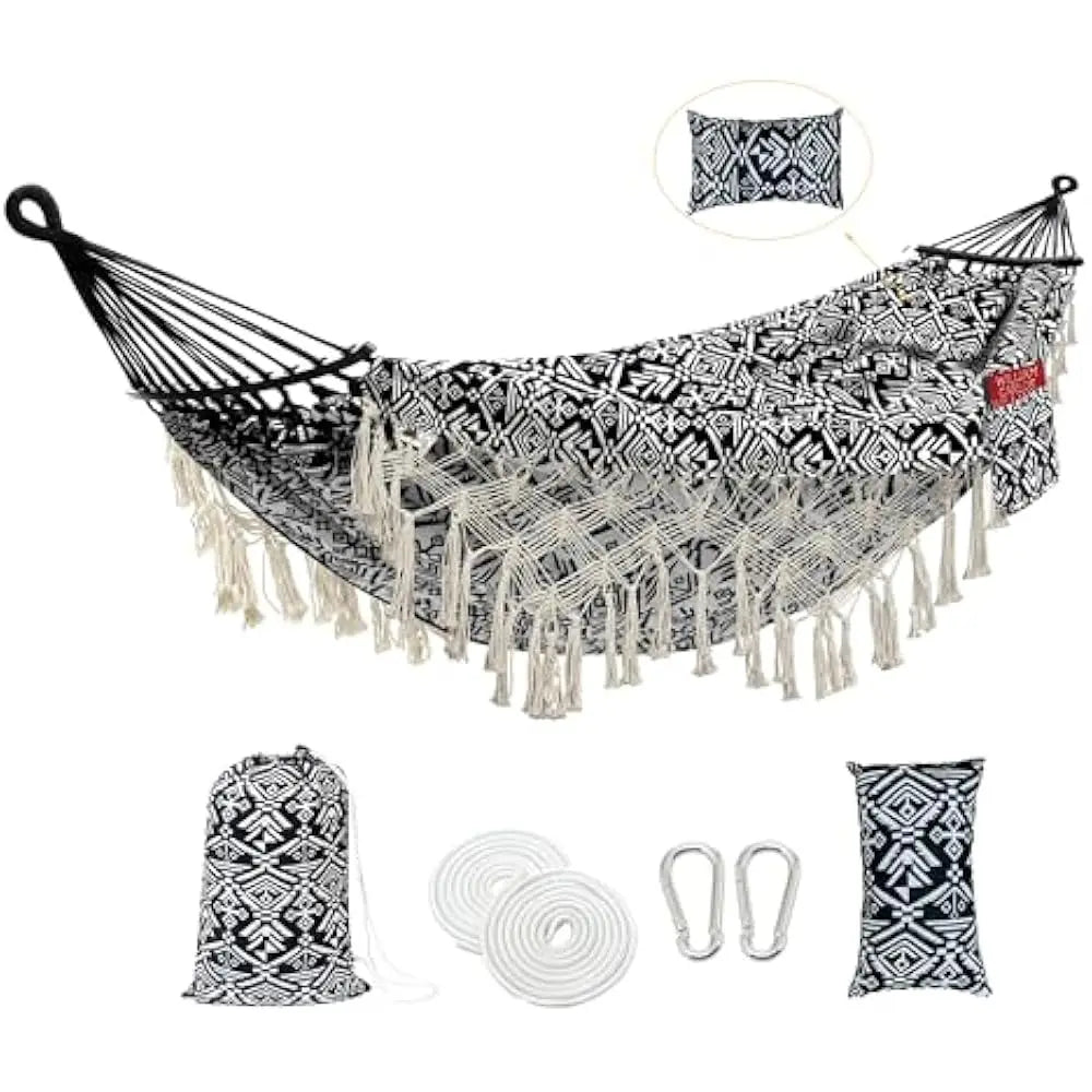 Portable Hammock with Tassel for Outdoor Indoor Use with Carry Bag