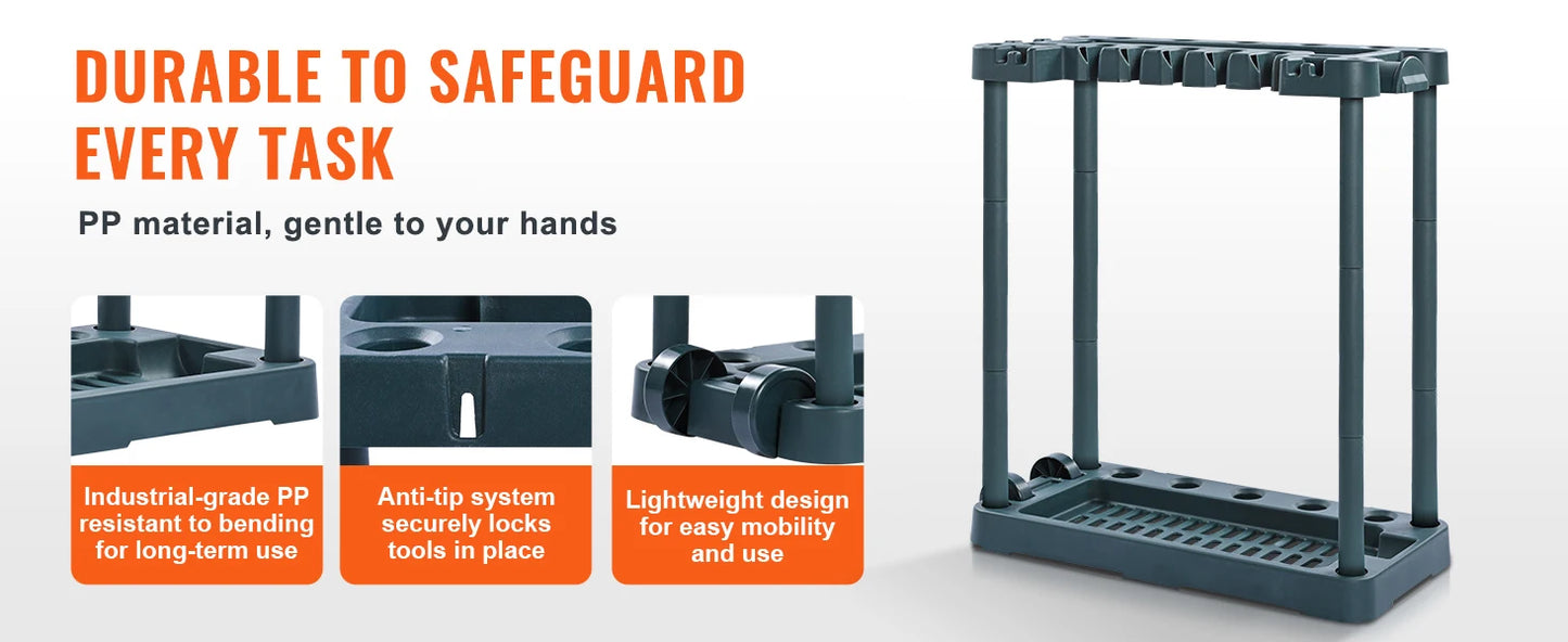 Ljustra 10 Slot Garden Tool Organizer Rack Storage Stand for Garage