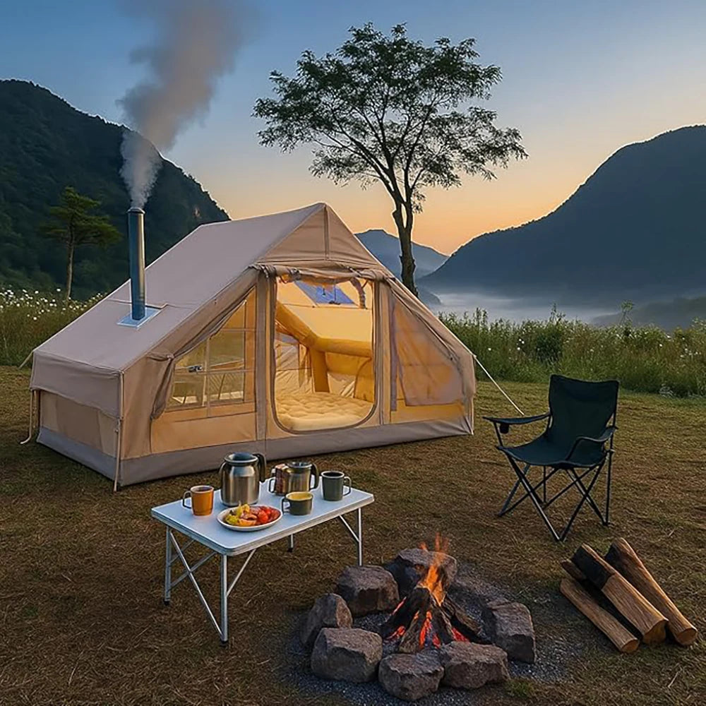 9.8x7 Inflatable Camping Tent 4-6 Person All-Season Blow Up Tent