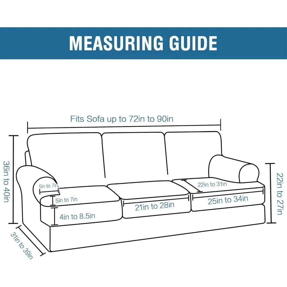4-Piece Velvet Sofa Slipcover T-Cushion Stretch Fit | Couch Cover 72-90"