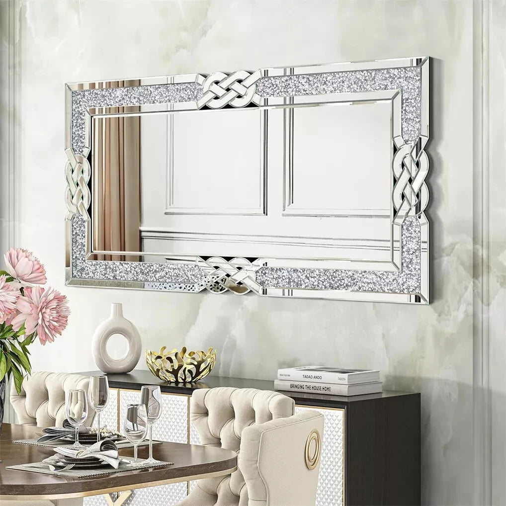 Ljustra Crushed Diamond Rectangular Wall Mirror Glam Decor