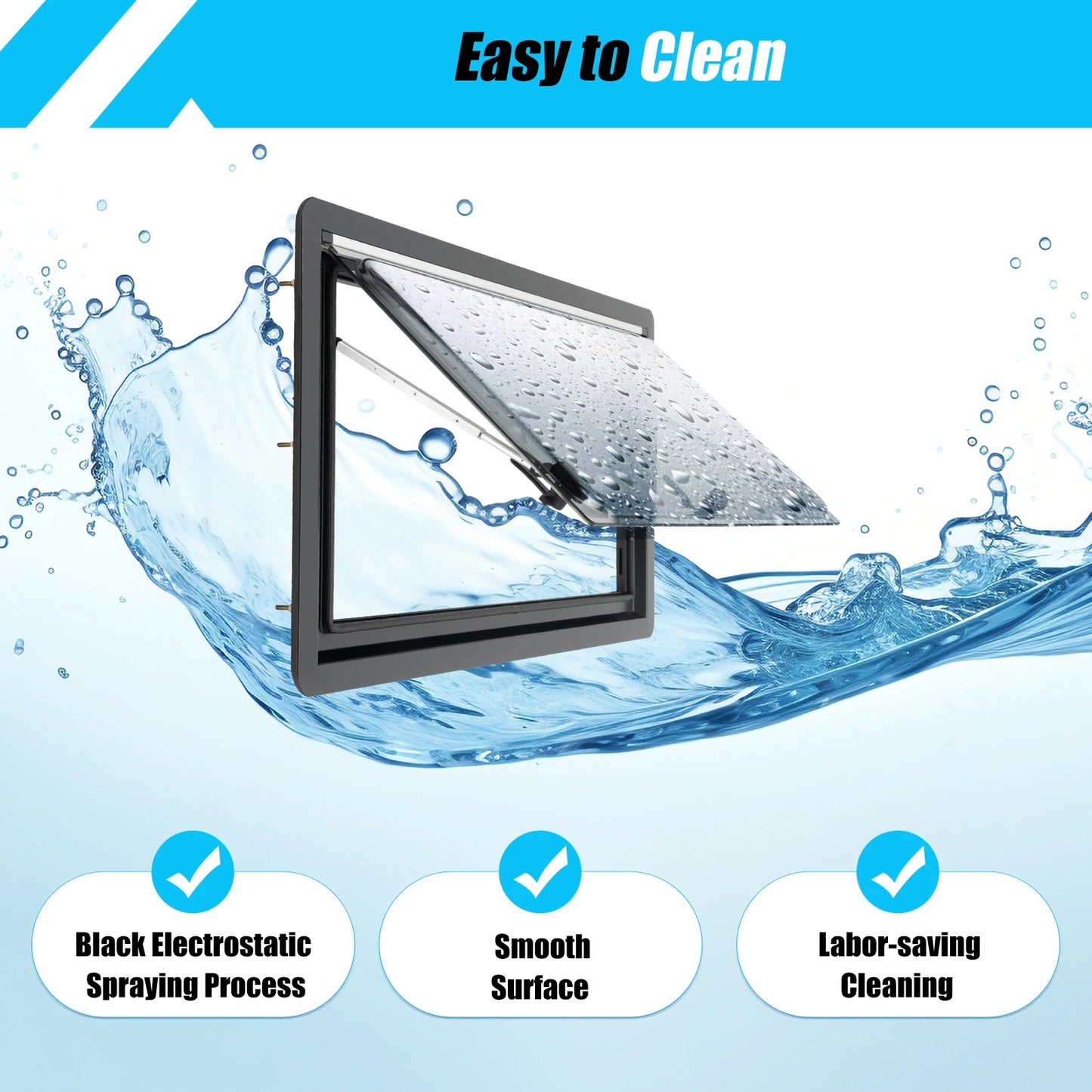 RV Ventilation Window 900x500mm Camper Hatch 70 Degree Adjustable