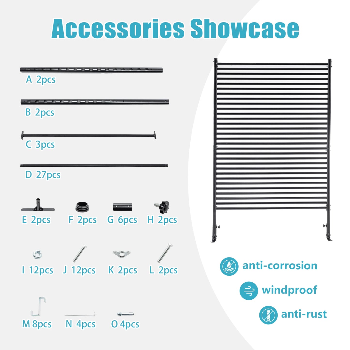 Outdoor Privacy Screens Freestanding Metal Fence Panels 71.26x46.65