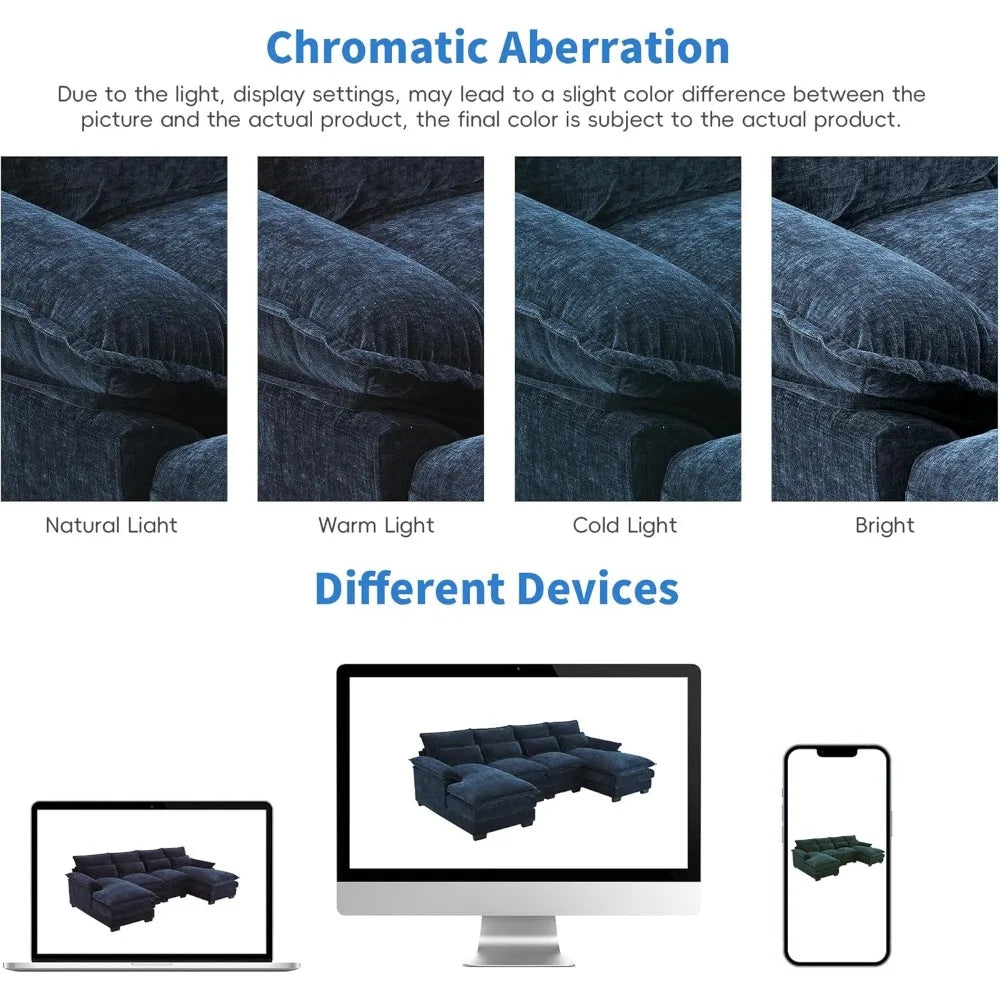 Luxury Modern U Shaped Sofa 110 Inch 4 Seater Sectional Couch