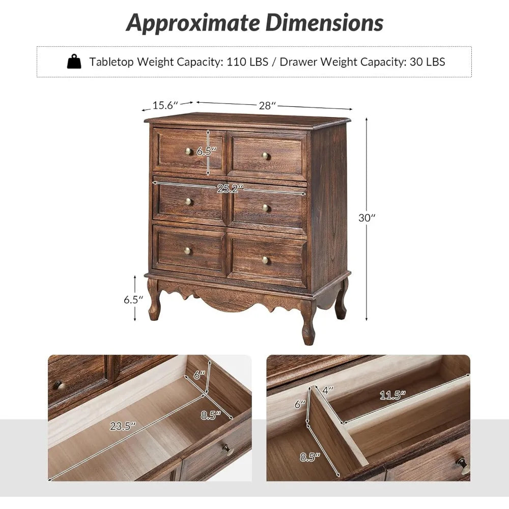 3 Drawer Nightstand with Charging Station Solid Wood Farmhouse Design