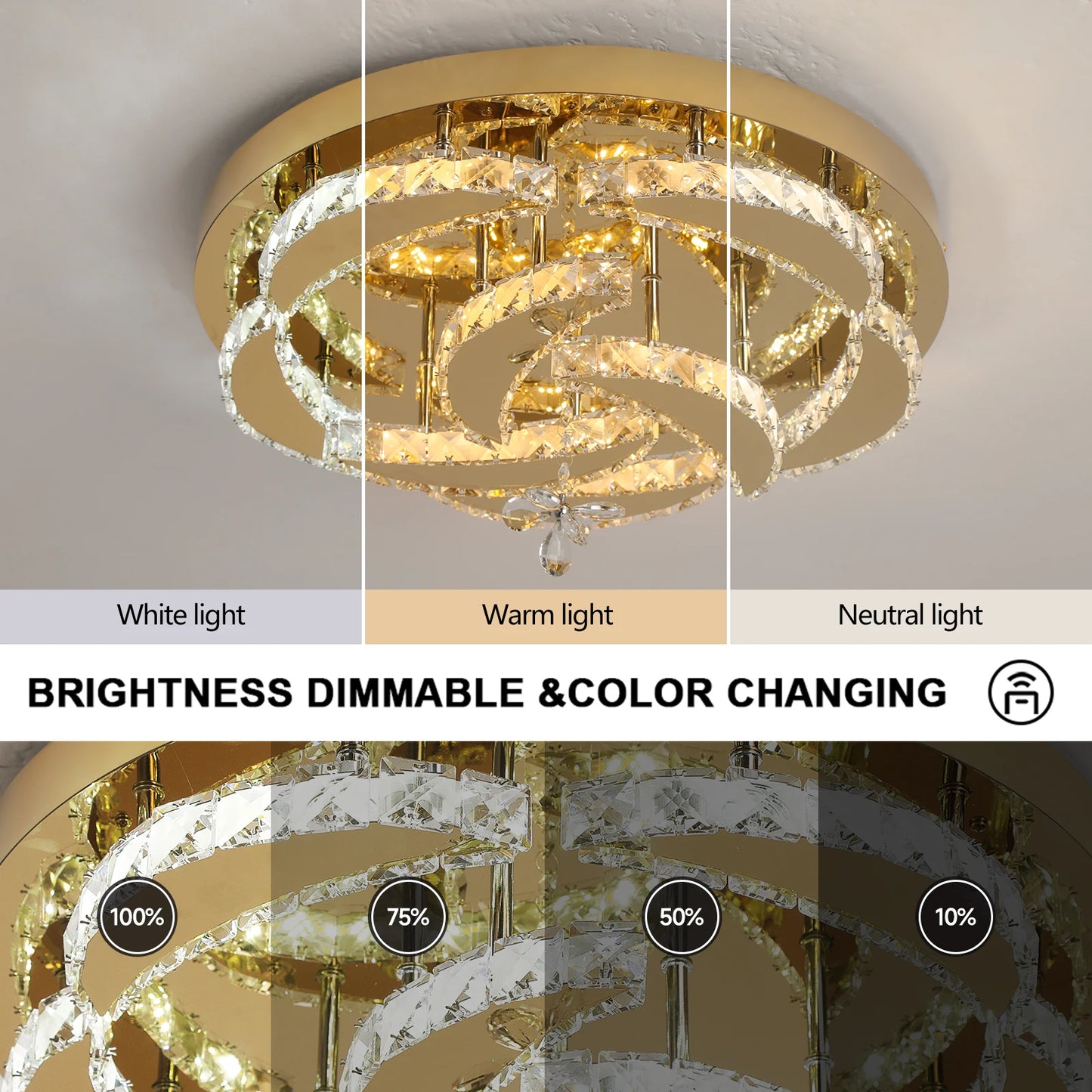 Modern Crystal Drop Chandelier LED Ceiling Light Home Decor