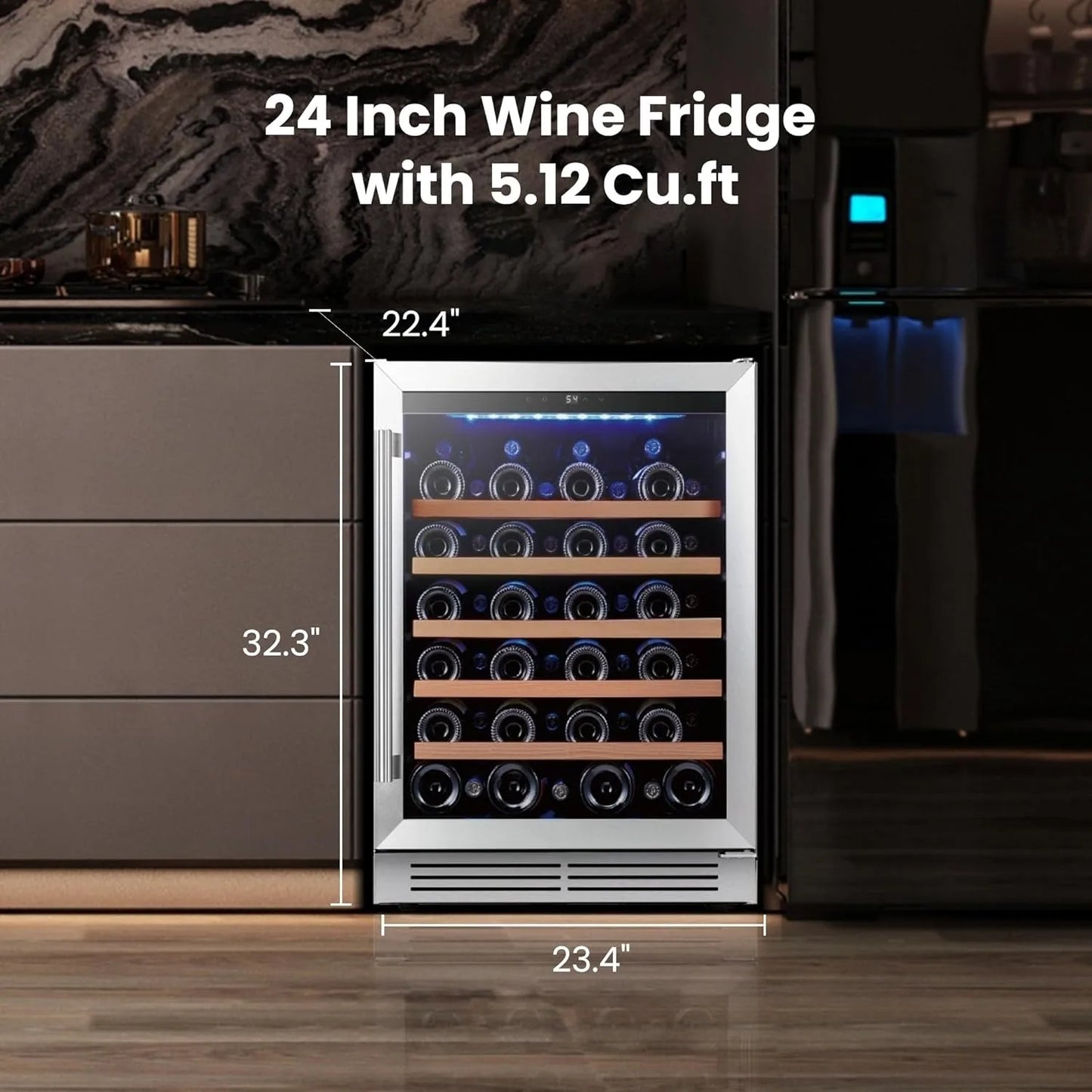 Ljustra 24 Inch Built-In Wine Cooler 47 Bottle Dual Zone Fridge