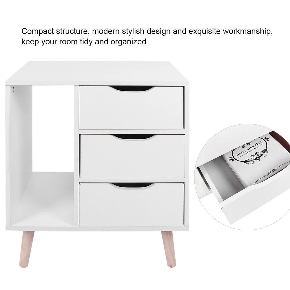 Modern Bedside Table Nightstand with Drawers Storage Organizer
