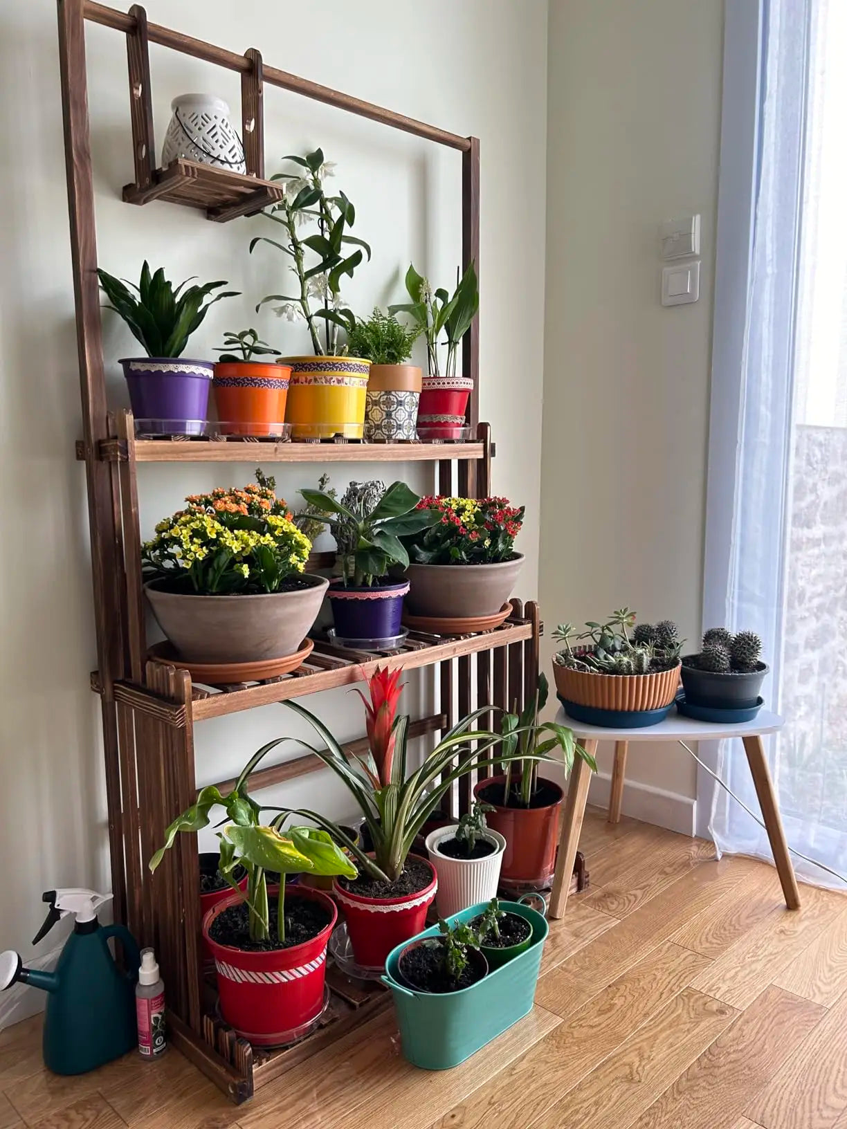 Heavy Duty 3 Tier Wood Plant Stand Tall Flower Display Rack