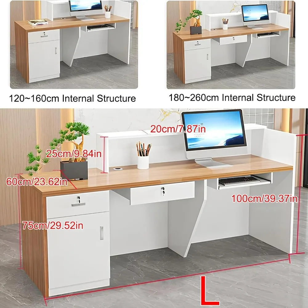 Modern Reception Desk with LED Light Lockable Drawer for Retail Checkout
