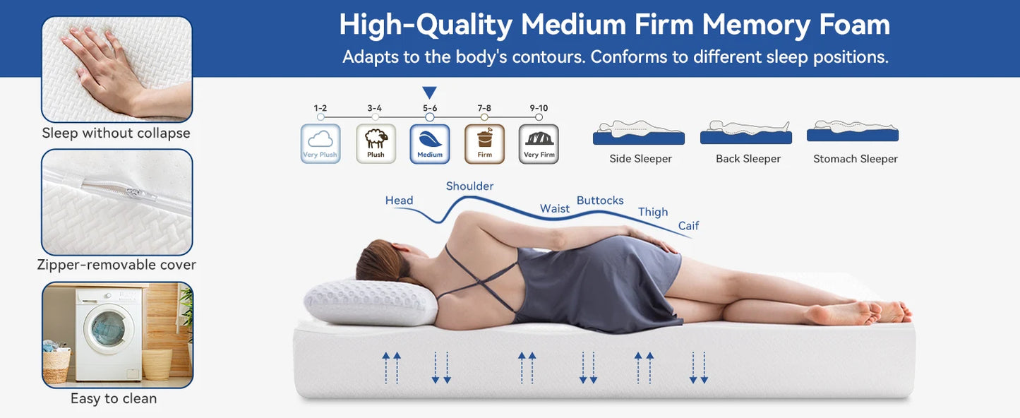 Ljustra Queen Size Mattress Gel Foam Tencel Cooling Medium Firm