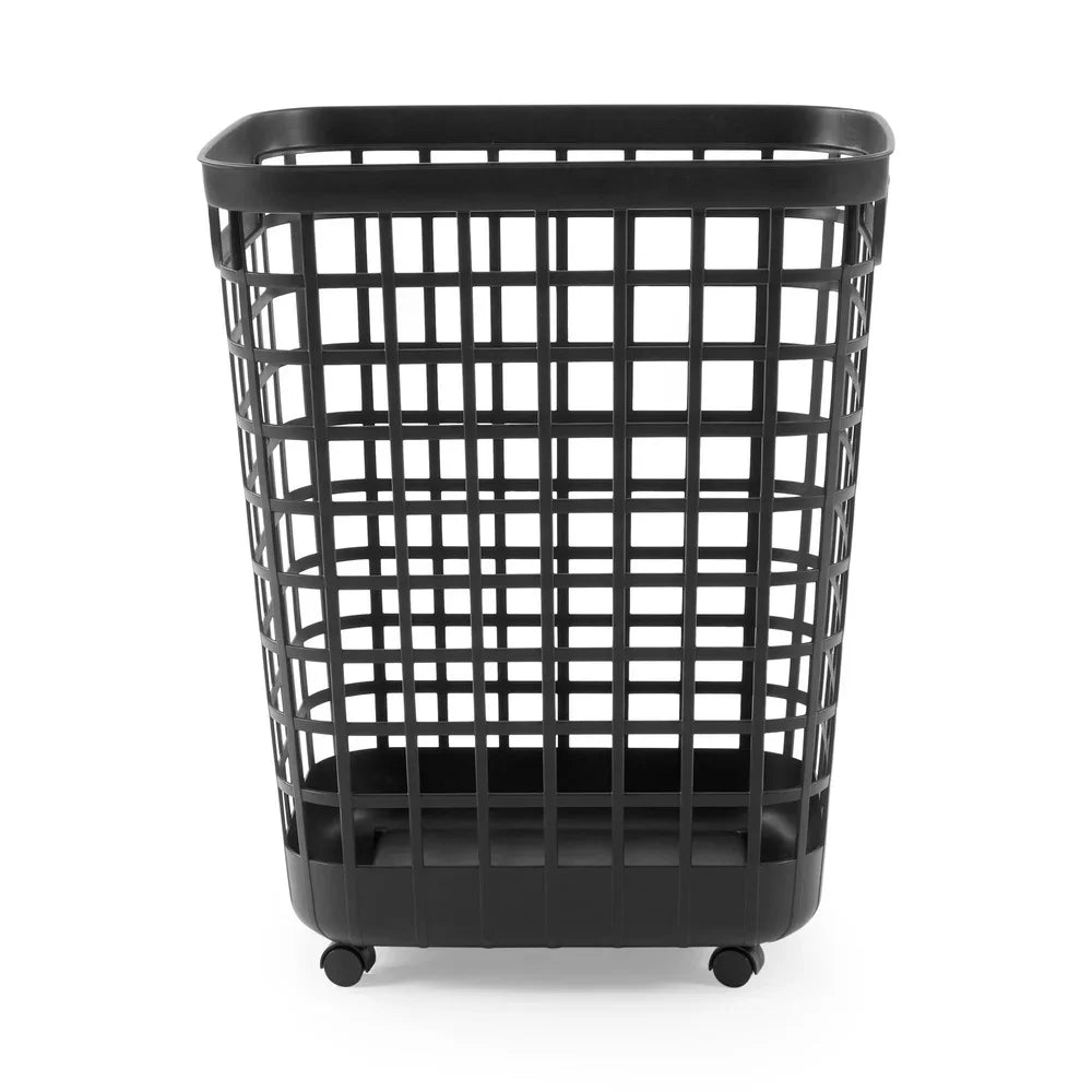 Rolling Laundry Hamper 2.6 Bushel Open-Top Plastic with Casters