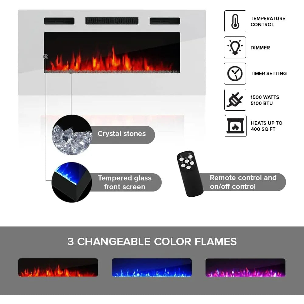 Meble Furniture WH02 Electric Fireplace TV Stand Modern Storage Cabinet