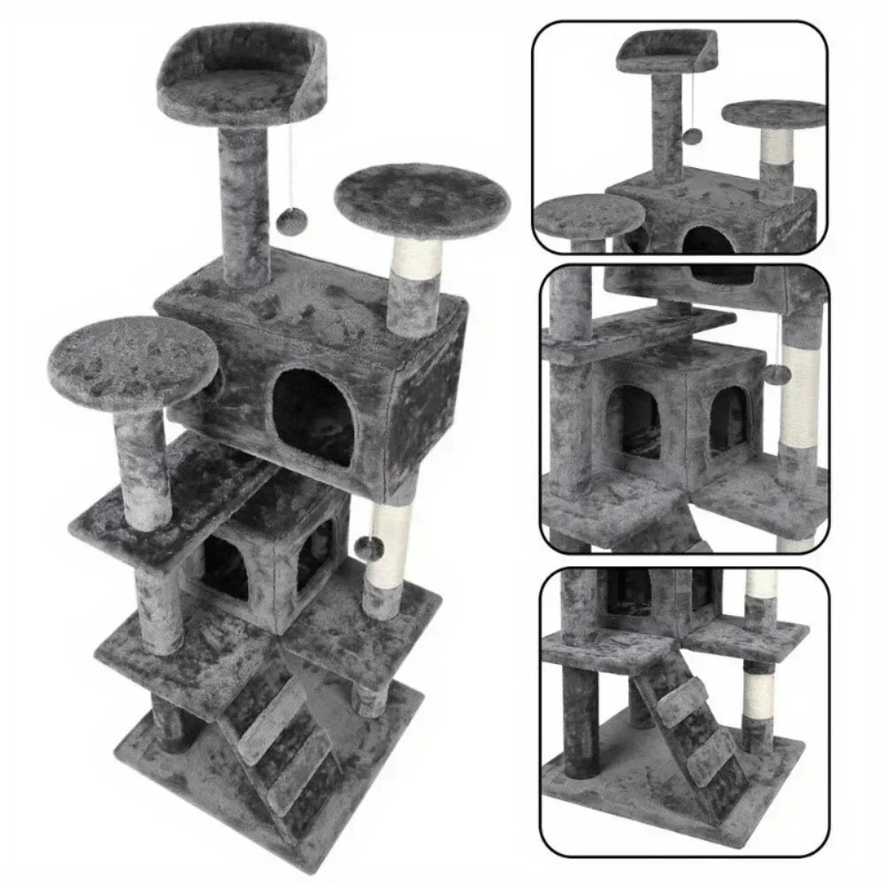 55 Inch Cat Tree Tower Activity Center Cat Furniture Play House