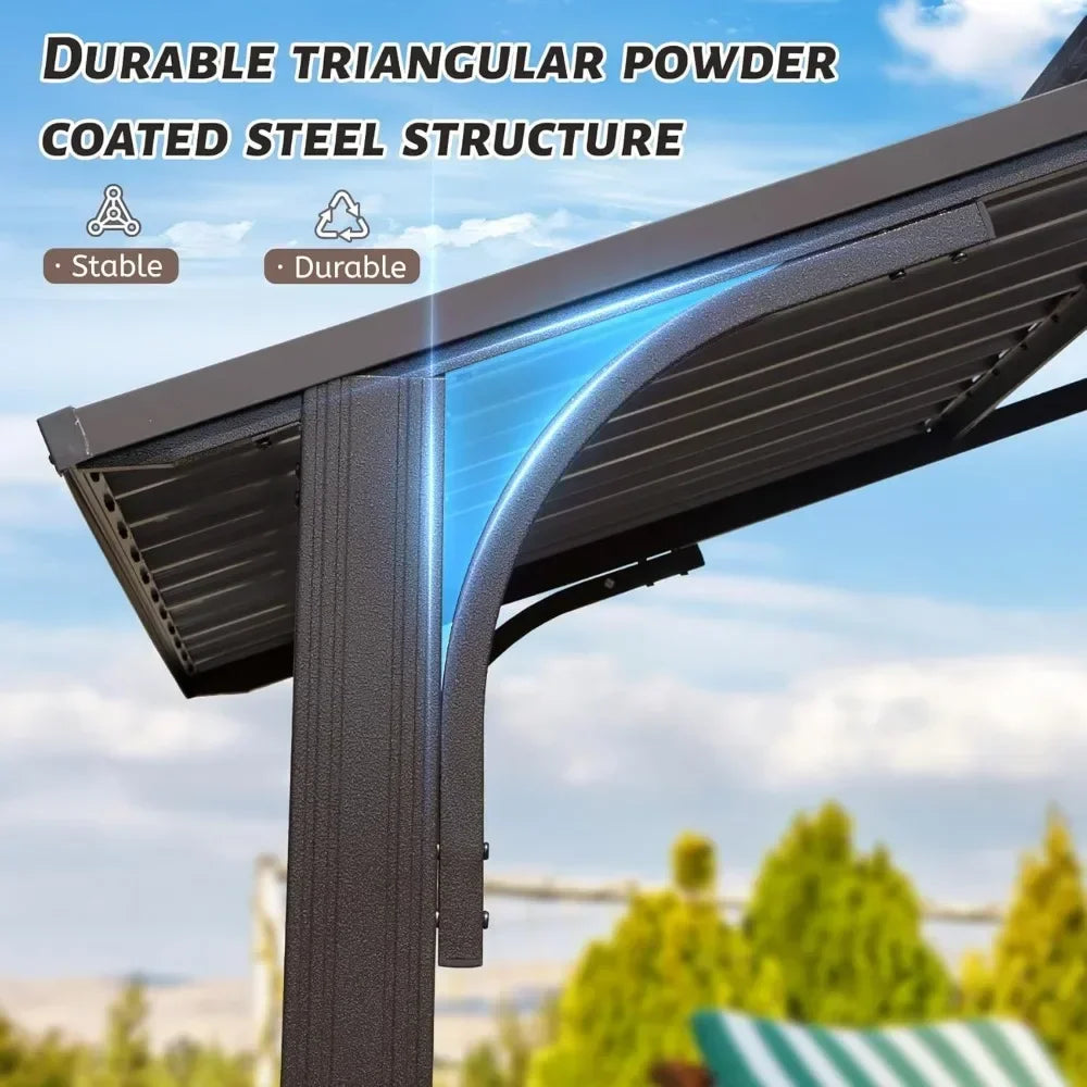 8x5 FT Hardtop Grill Gazebo Outdoor BBQ Canopy Shelter Steel Roof