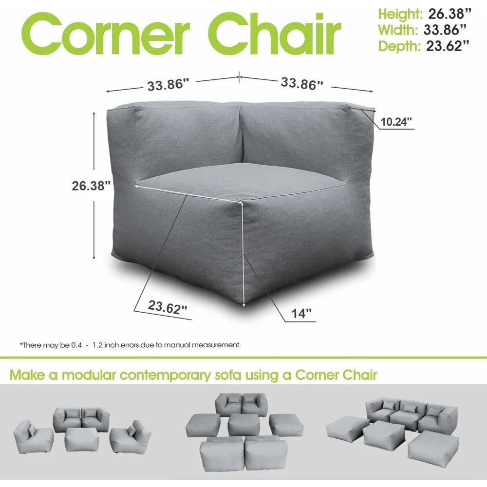 Ljustra Modular Outdoor Armrest Chair Water-Resistant Patio Sofa