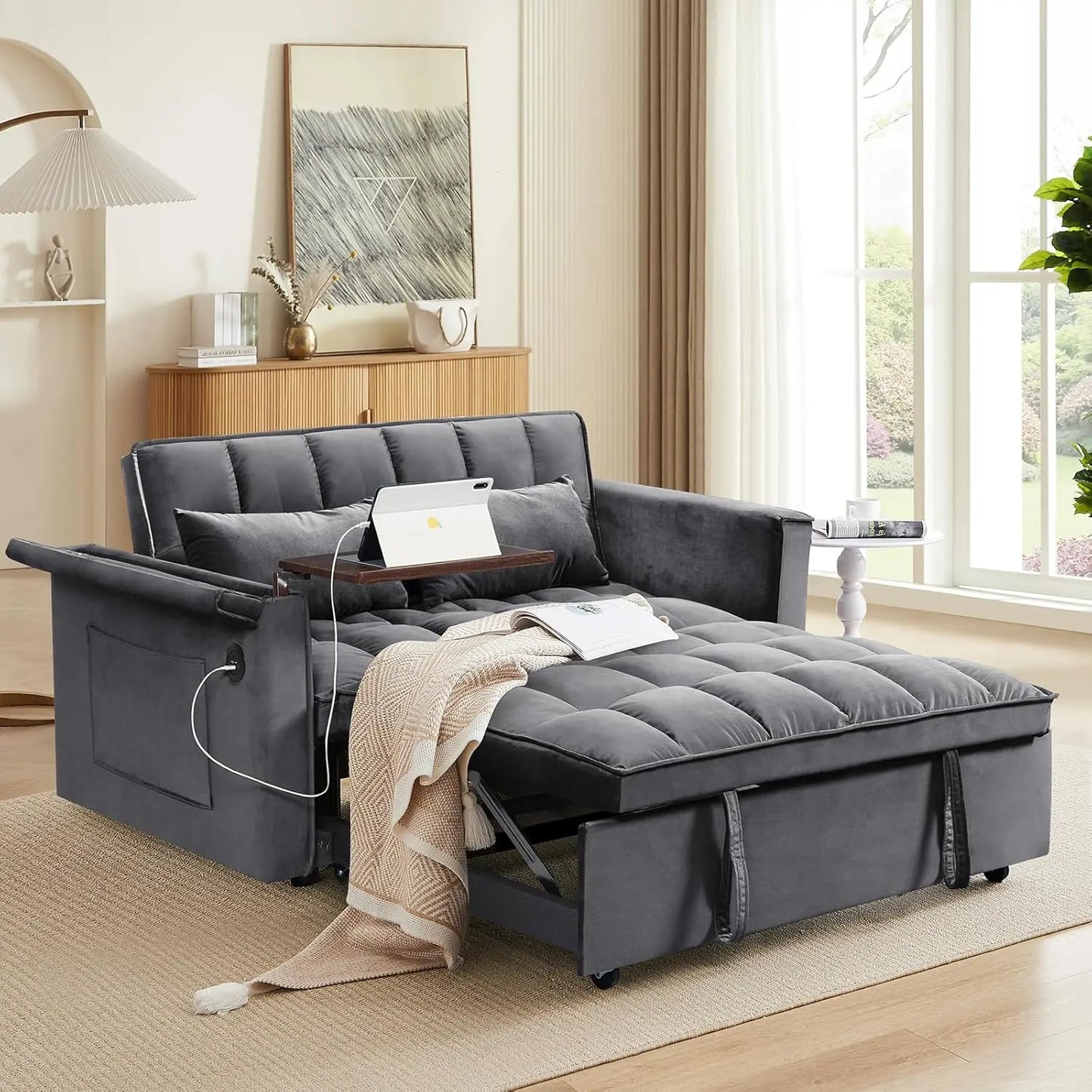Ljustra 3-in-1 Convertible Sofa Bed Loveseat Sleeper Couch Adjustable Backrest
