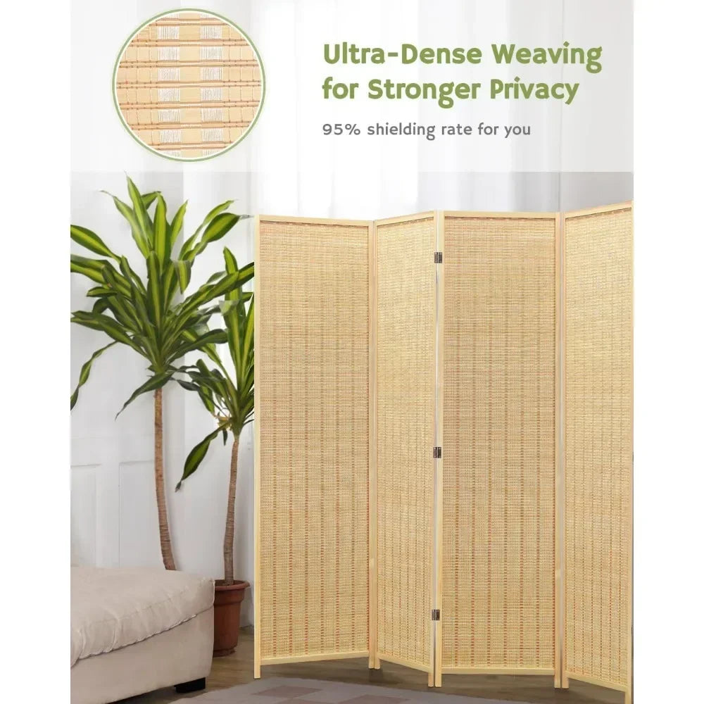 Room Divider Folding Privacy Screen 6 Panel Bamboo Room Partition