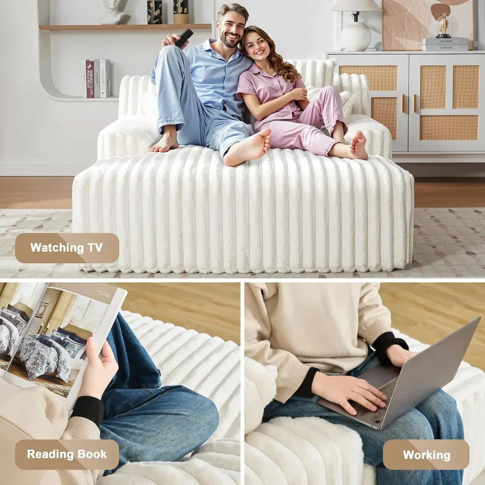 Ljustra 53.5 Inch Oversized Chaise Lounge Chair with 4 Pillows Indoor