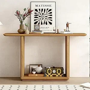 60 Inch Elegant Console Table Acacia Veneer Entryway Side Table