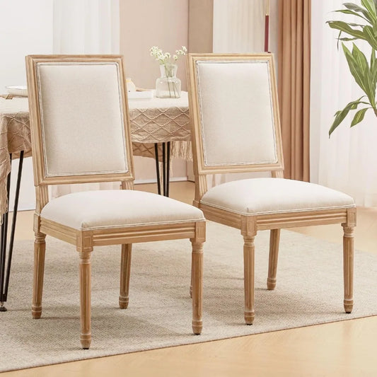 French Country Dining Chairs Set of 2 Upholstered Kitchen Living Room