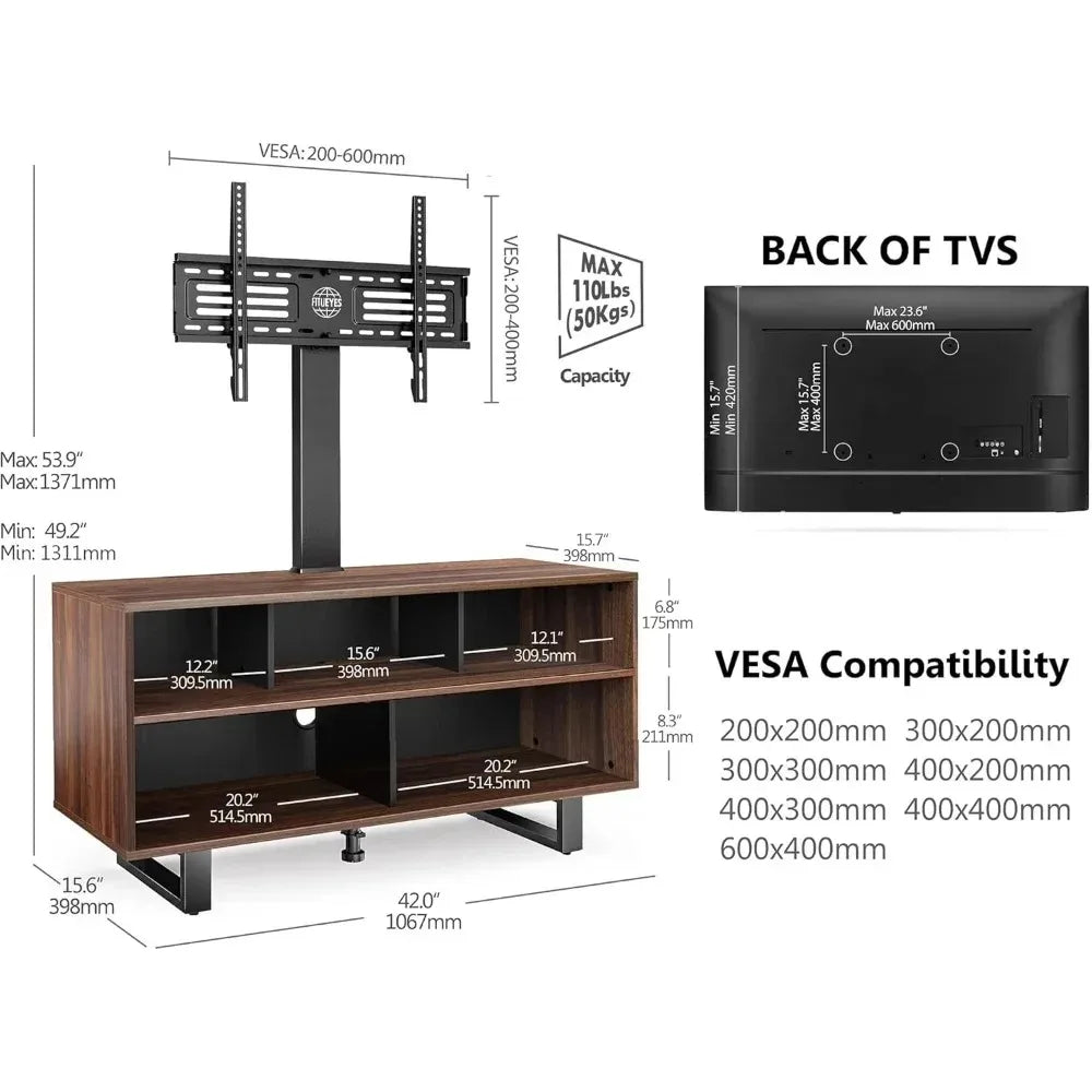 TV Stand with Mount for 32-70 inch TVs Swivel Floor Entertainment Center