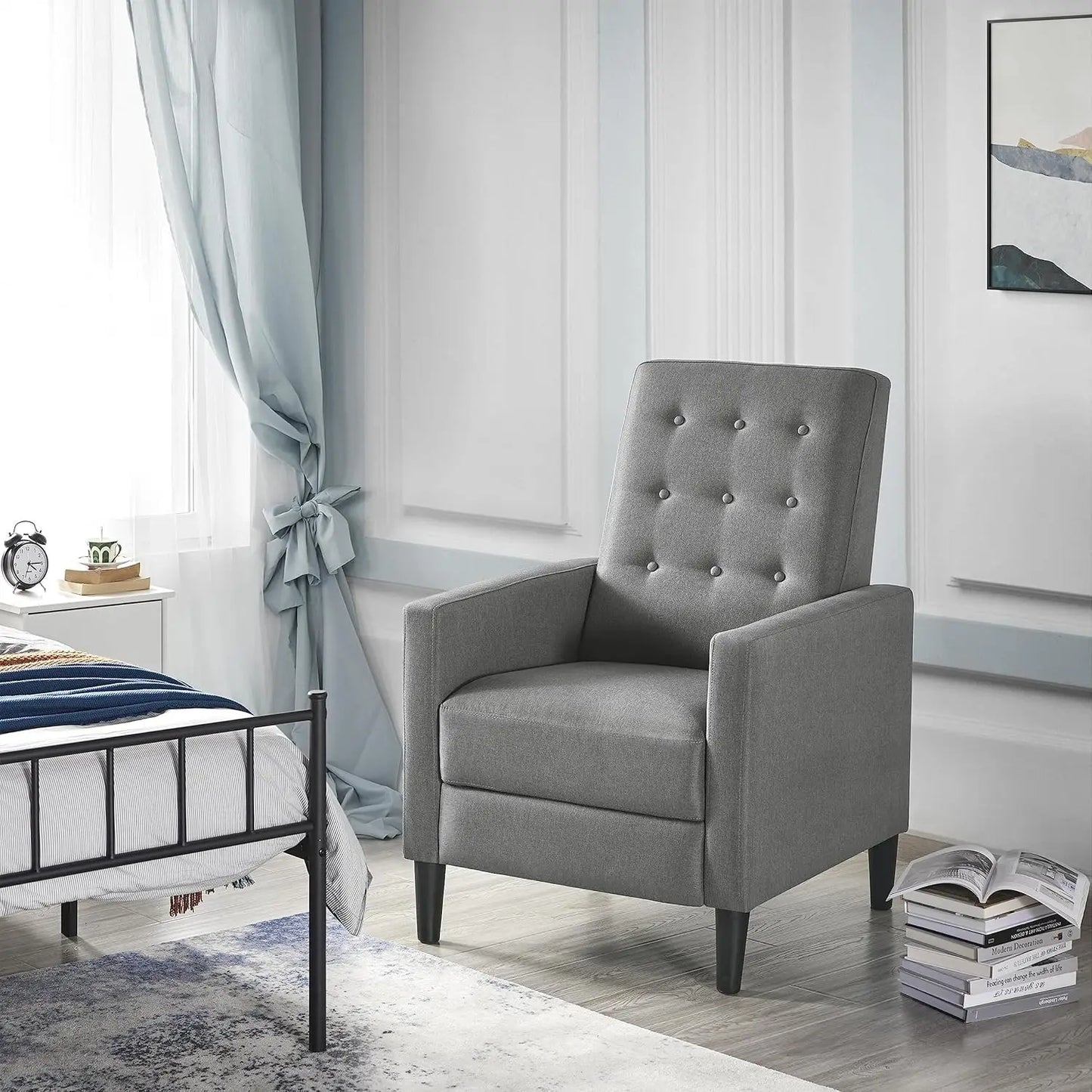 Adjustable Mid-Century Modern Recliner Chair with Thicker Seat Cushion