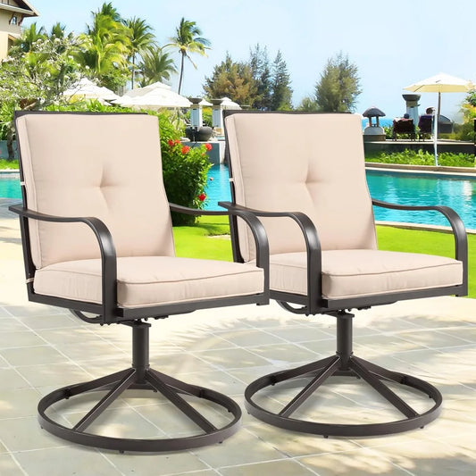 Heavy Duty Patio Swivel Chair Set of 2 Outdoor Dining Chairs