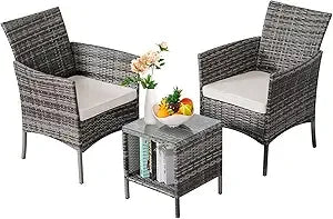 Ljustra 4 Piece Patio Furniture Set Outdoor Rattan Conversation Set