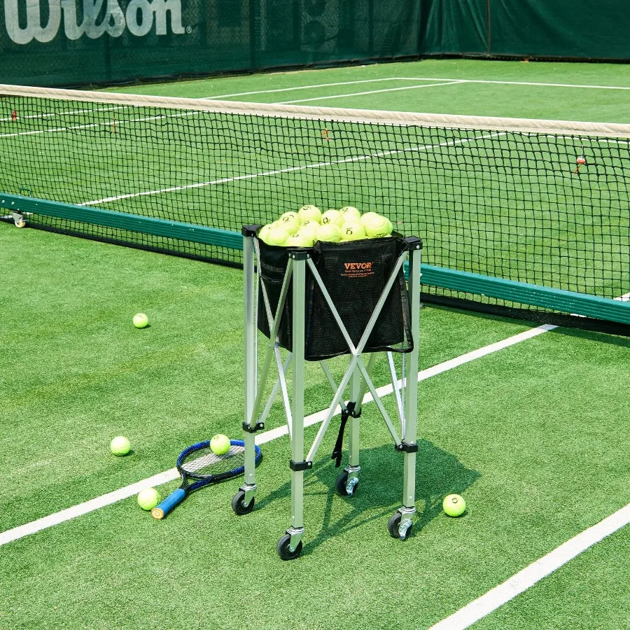 Foldable Tennis Ball Hopper Cart Holds 180 Balls Lightweight Aluminum