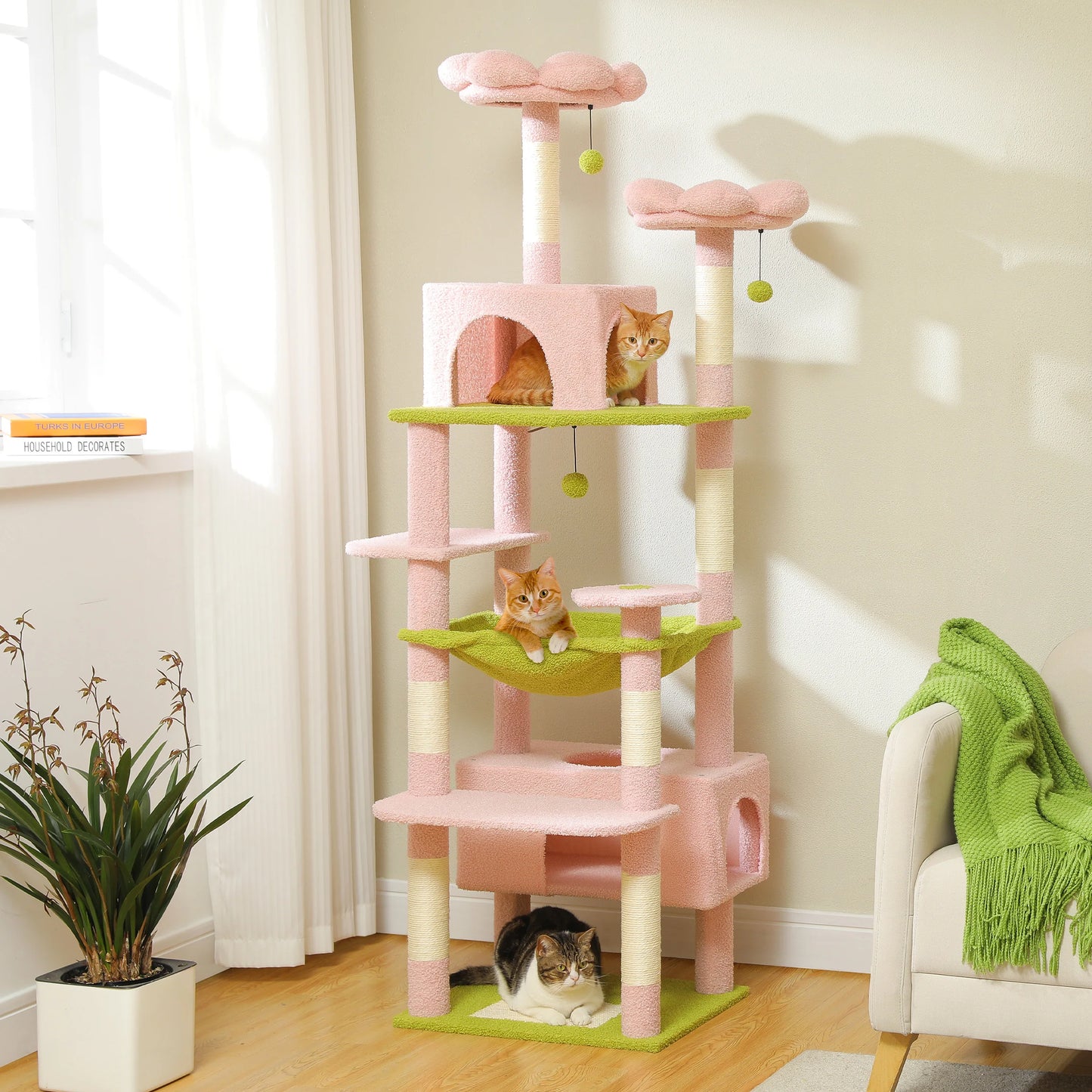 Multi-Level Cat Tree Tower Scratching Posts Hammock Condo Indoor Cats