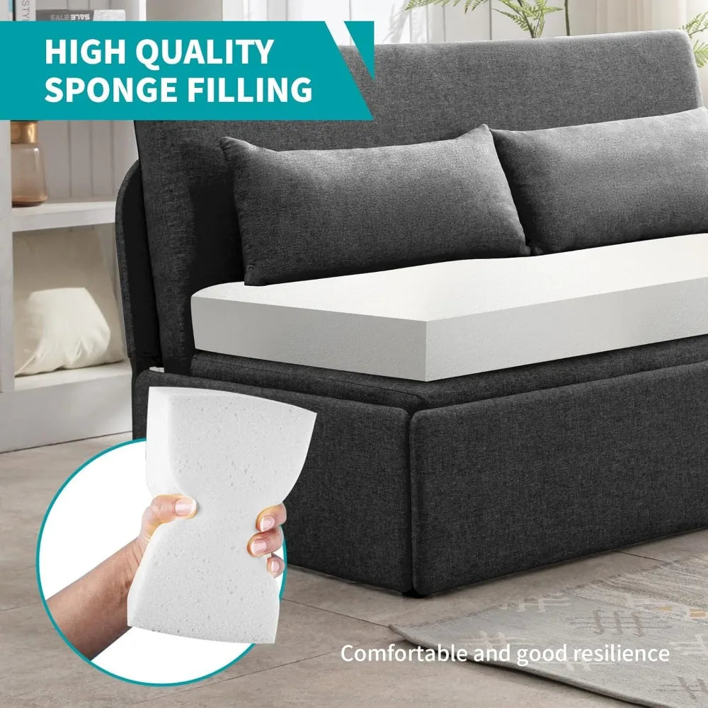 Queen Size Convertible Sofa Bed Couch with Pullout Beds and Pillows