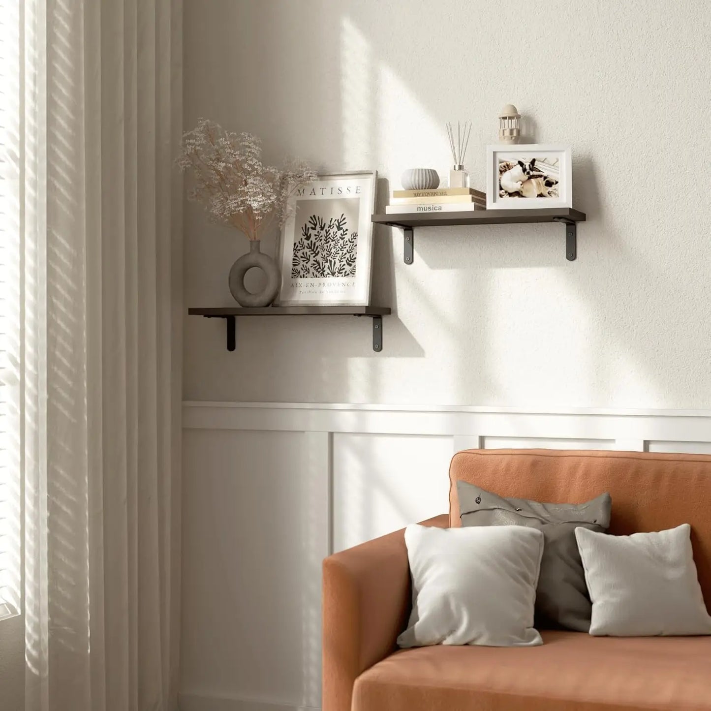 Rustic Wood Floating Shelves Set of 2 Farmhouse Wall Decor