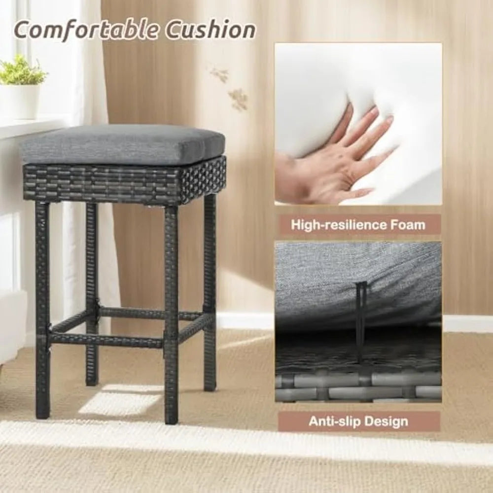 5-Piece Patio Dining Set Rattan Outdoor Table and Chairs for 4