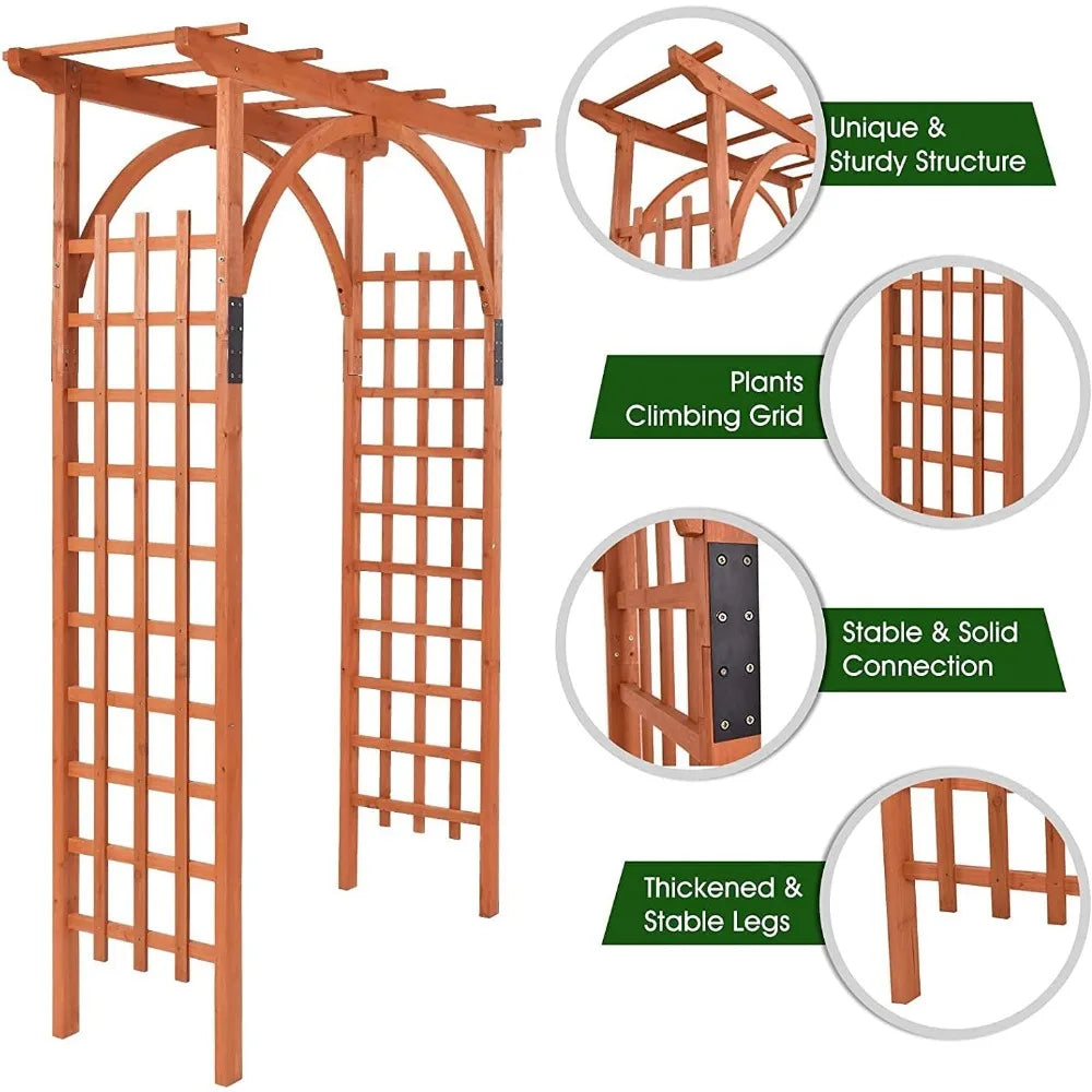 Wooden Garden Trellis Pergola 85 inch Arbor Wedding Arch Ceremony Decor