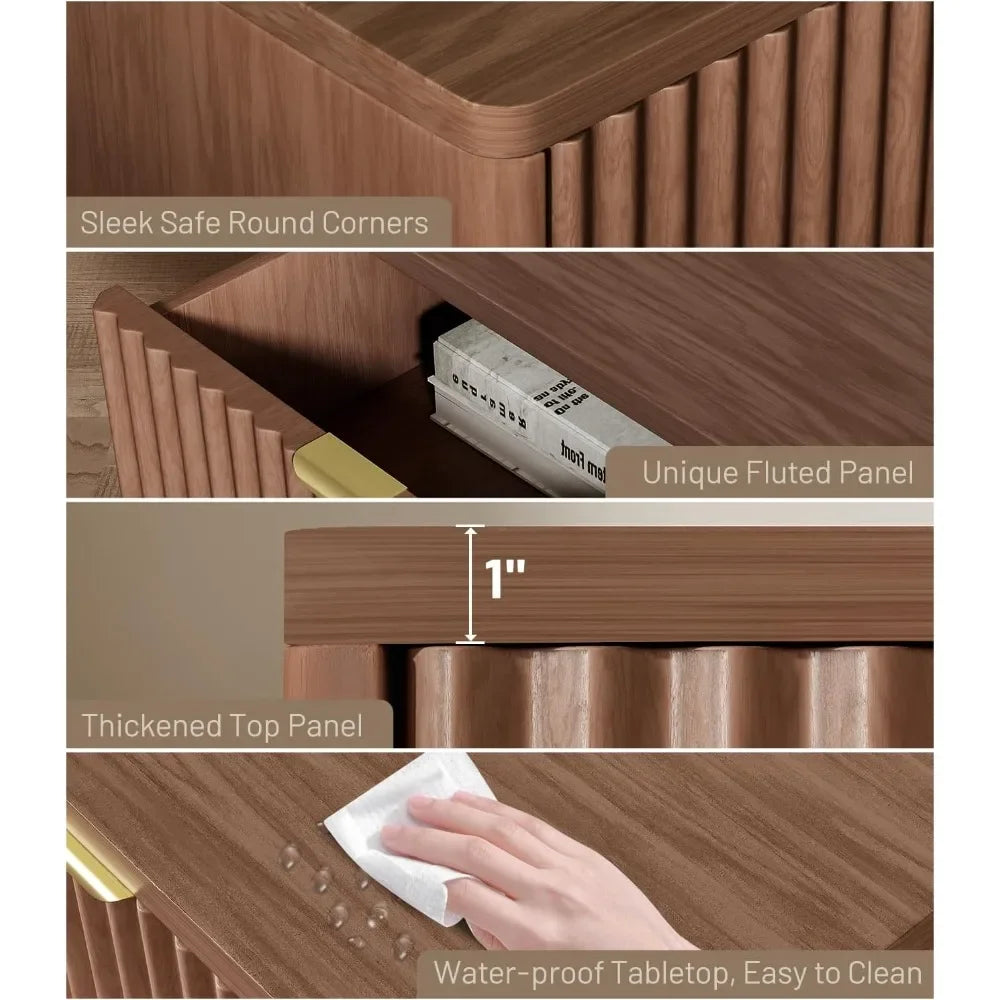 Modern Nightstand with Drawers Minimalist Bedside Table for Bedroom