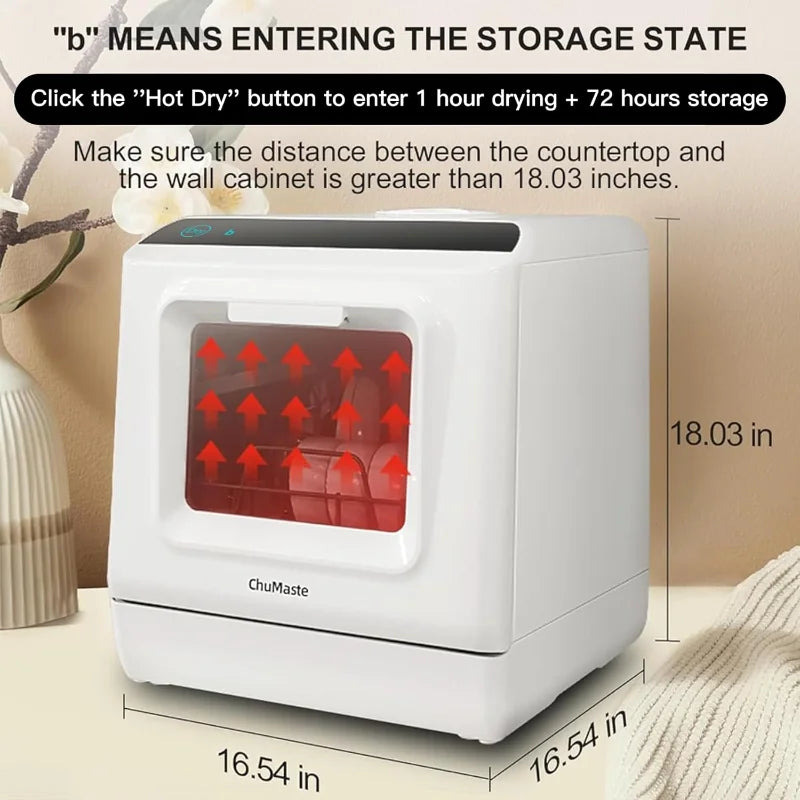 Portable Countertop Dishwasher with Water Tank 6 Wash Programs