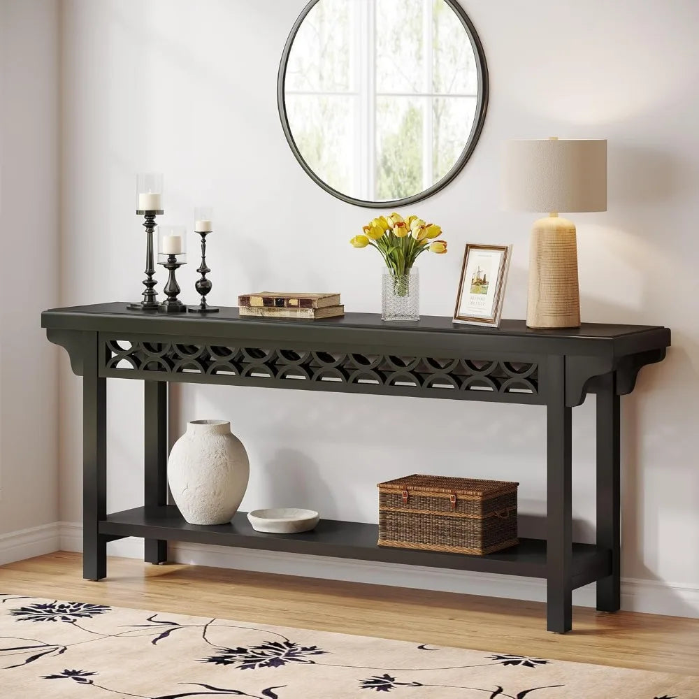70.8 Inch Solid Wood Console Table Farmhouse Entryway Narrow Sofa Table