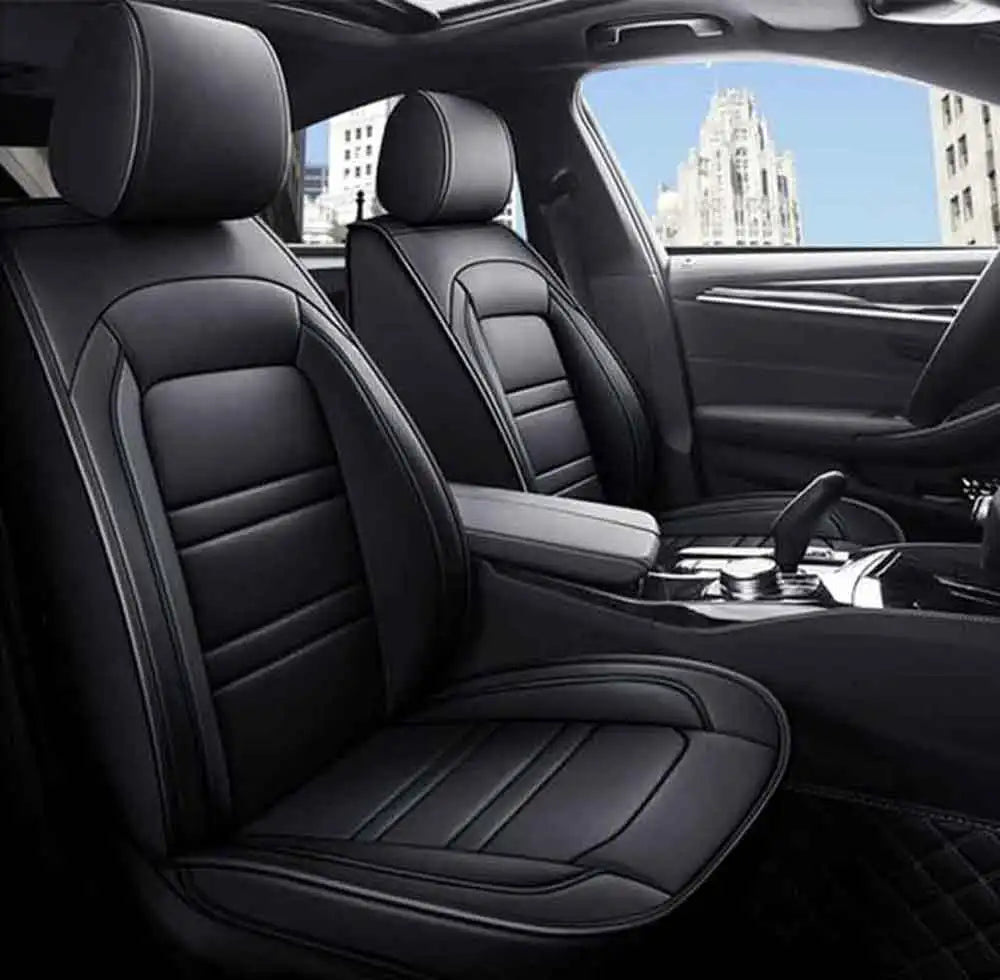 Universal 5-Seat PU Leather Car Seat Covers Full Set Anti-Scratch Protection