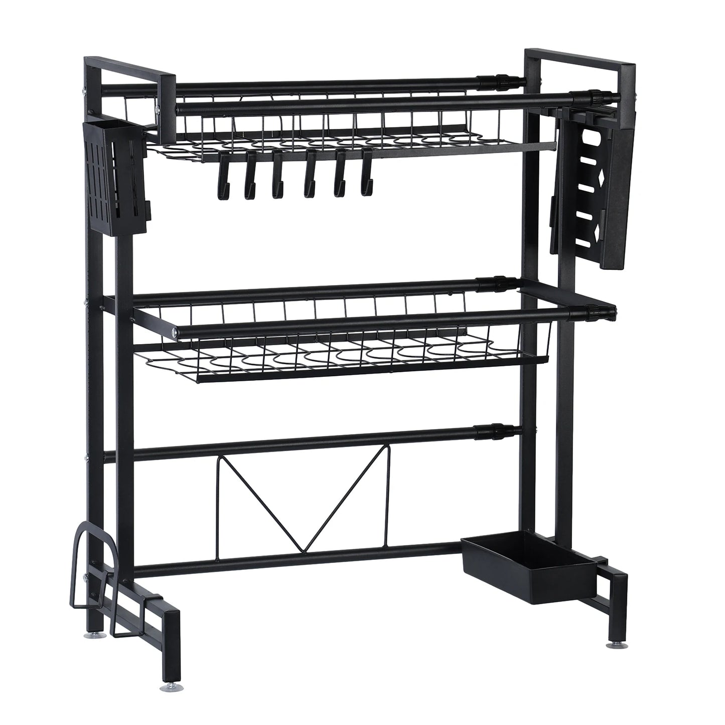 2 Tier Kitchen Storage Shelf Over Sink Adjustable Dish Drying Rack