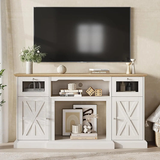 Modern Farmhouse TV Stand for 65 Inch TV Entertainment Center Storage