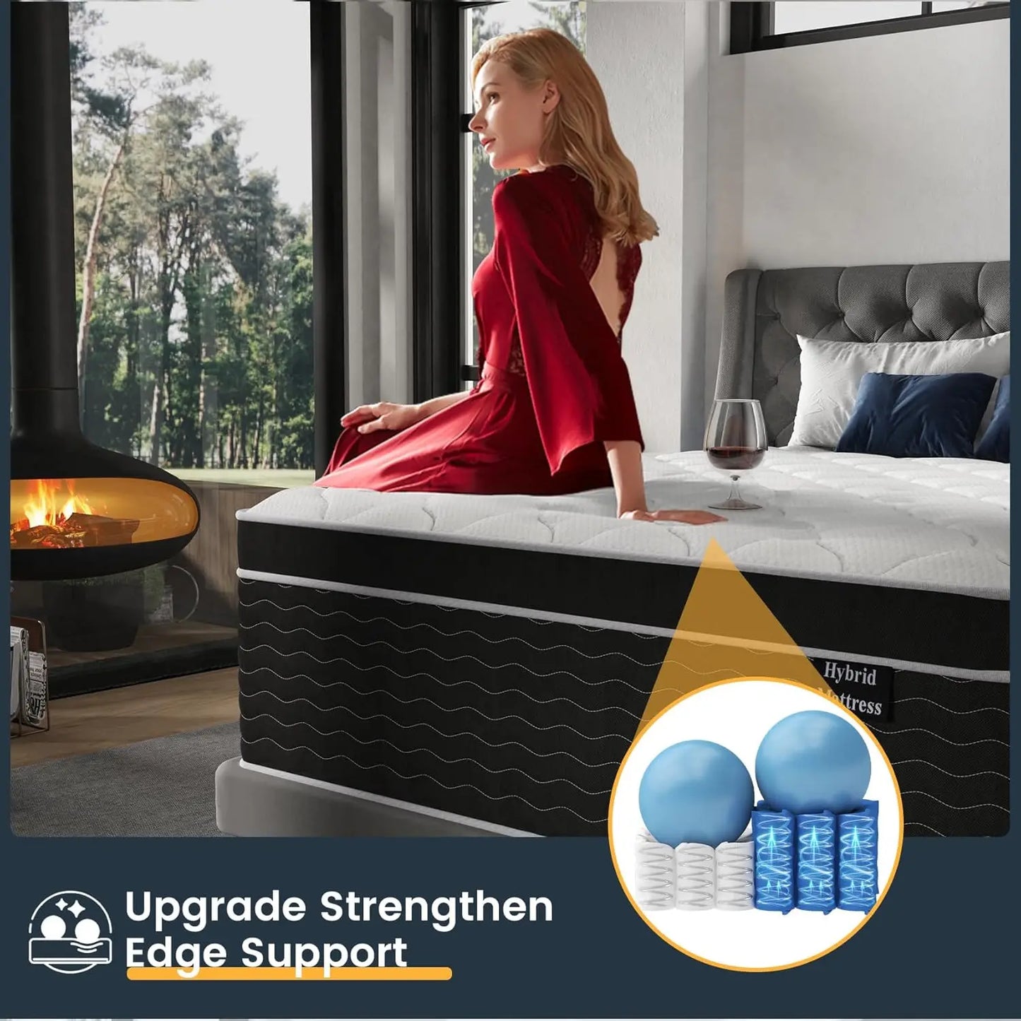 Ljustra 10 Inch Full Size Mattress Medium Firm Hybrid Gel Memory Foam