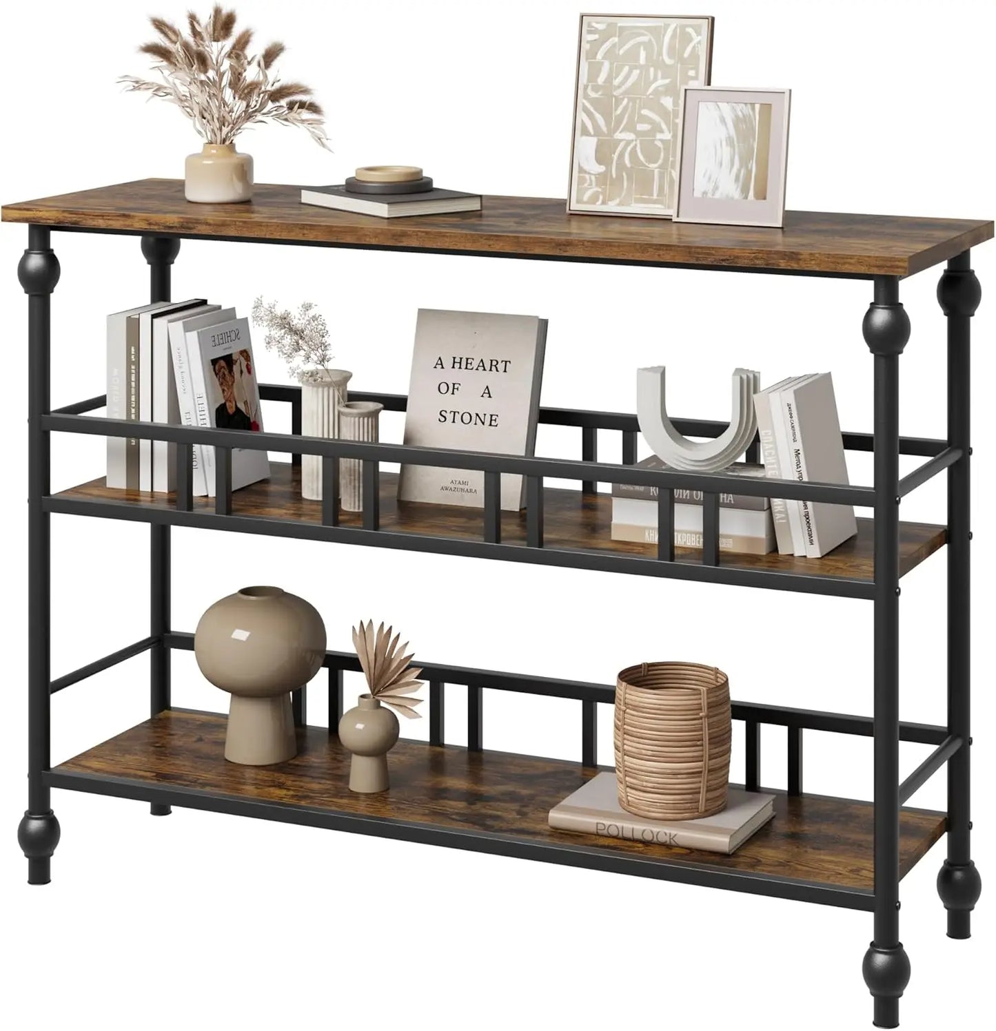 43 Inch Console Table 3 Tier Entryway Narrow Sofa Table Living Room Bedroom