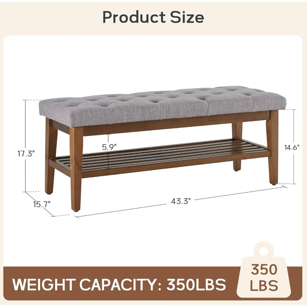 Entryway Shoe Bench Upholstered Ottoman Modern Living Room Storage