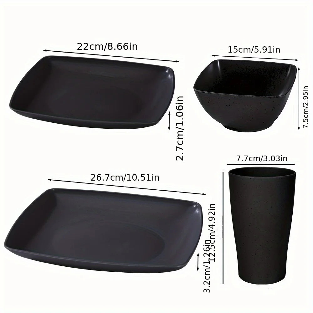 16 32Pcs Plastic Dinnerware Set Dishwasher Microwave Safe Stackable