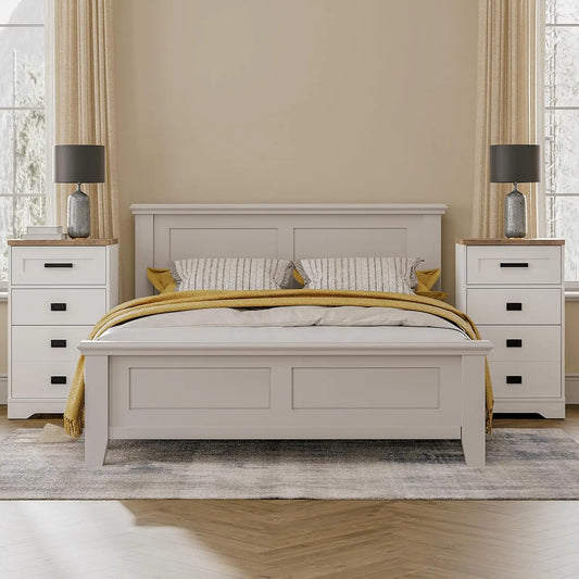 Tall Night Stand Set of 2 Bedside Tables 3 Drawers for Bedroom Living Room