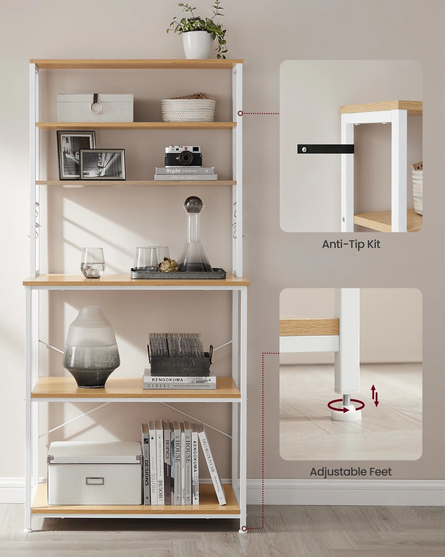 VASAGLE Coffee Bar Baker's Rack 31.5 Inch Kitchen Storage Organizer