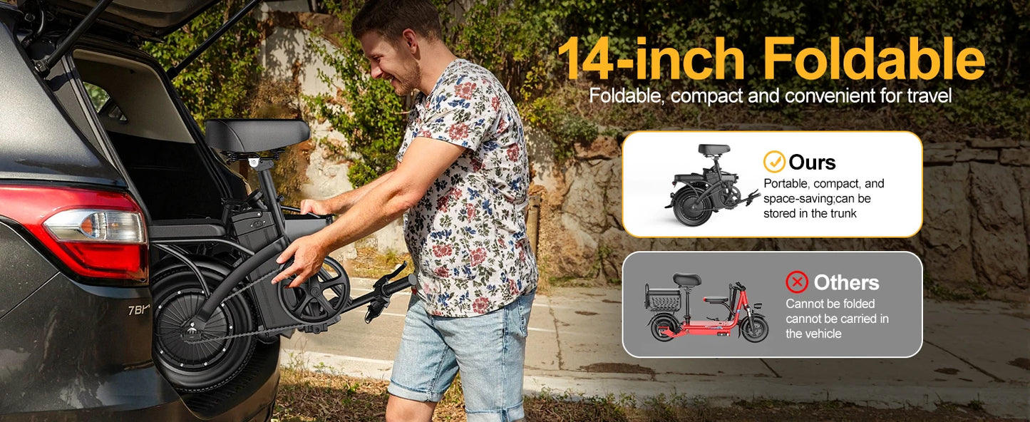 Ljustra F6PRO Electric Bike Commuter 40Miles Range 48V15AH Folding E-bike