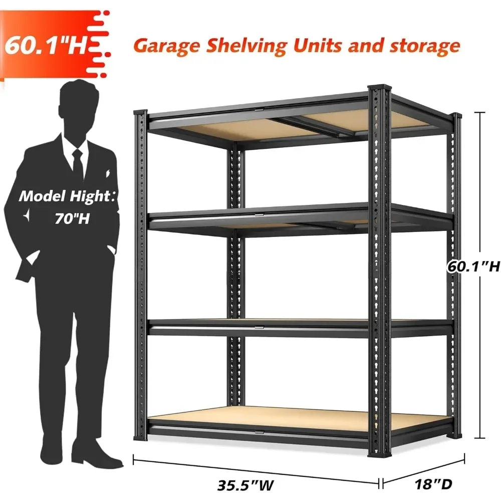 Ljustra 4 Tier Heavy Duty Storage Shelves Adjustable Metal Rack 1800LBS