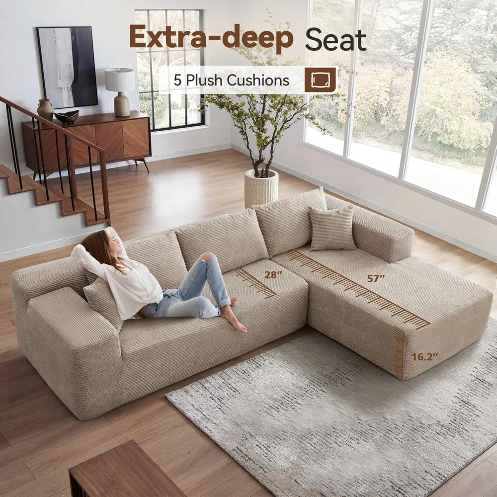 DAFIFY Modular L-Shape Sectional Couch 104", Comfy Sofa with Chaise, No Assembly